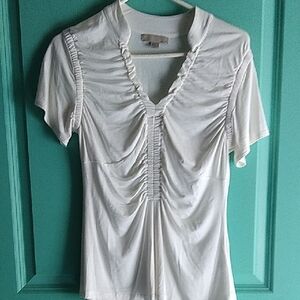One A White Ruched Blouse